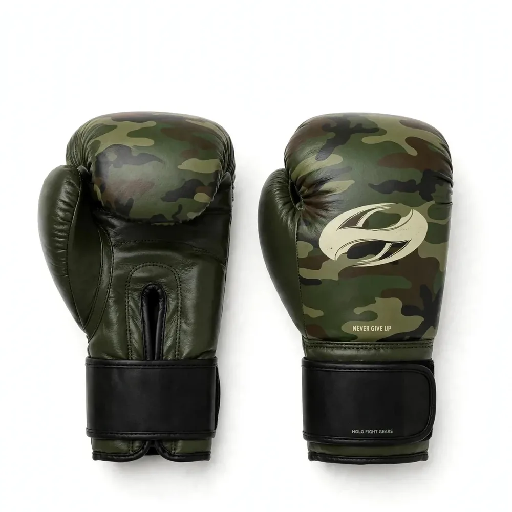 Forest Camo custom boxing gloves in green camouflage