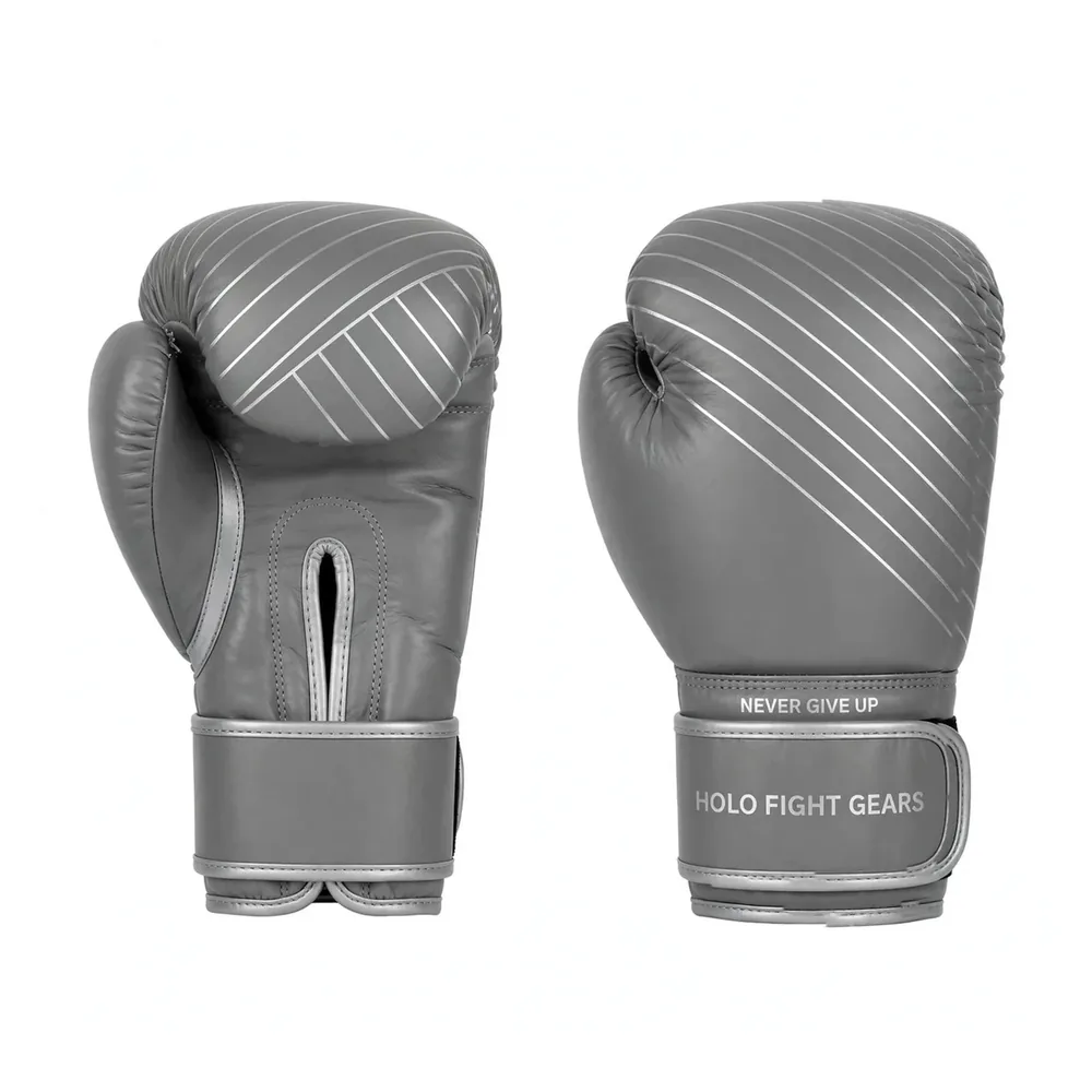 Pinstripe custom boxing gloves in grey