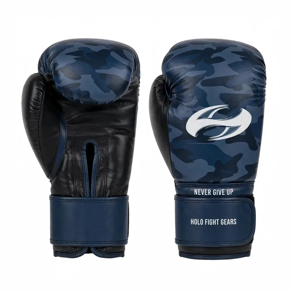 Midnight Camo custom boxing gloves in blue camouflage