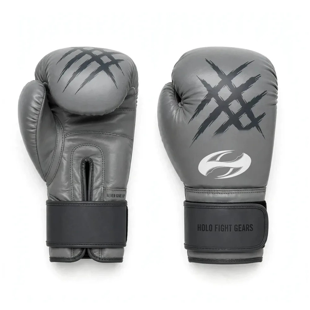 Claw custom boxing gloves in grey with black claw marks
