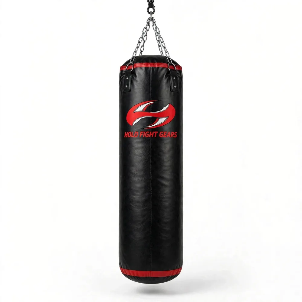 Black Holo Fight Gears punching bag with red trim