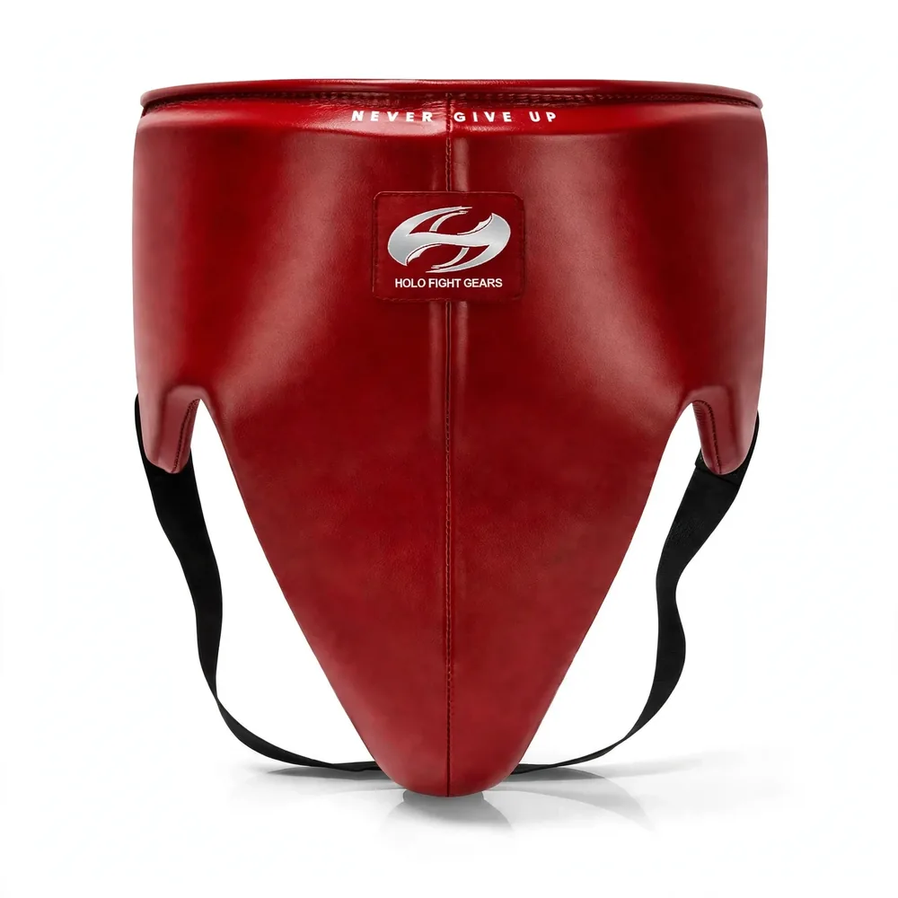 Red Holo Fight Gears leather groin guard