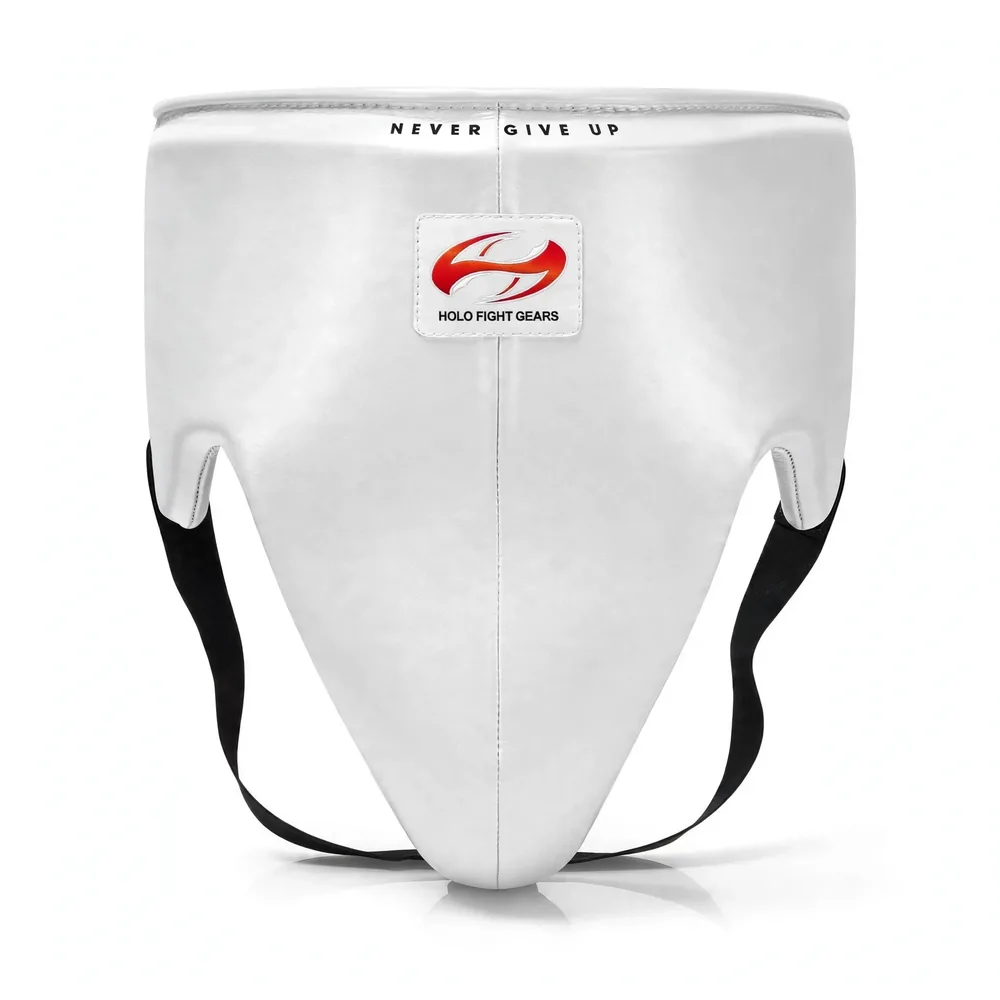 White Holo Fight Gears leather groin guard