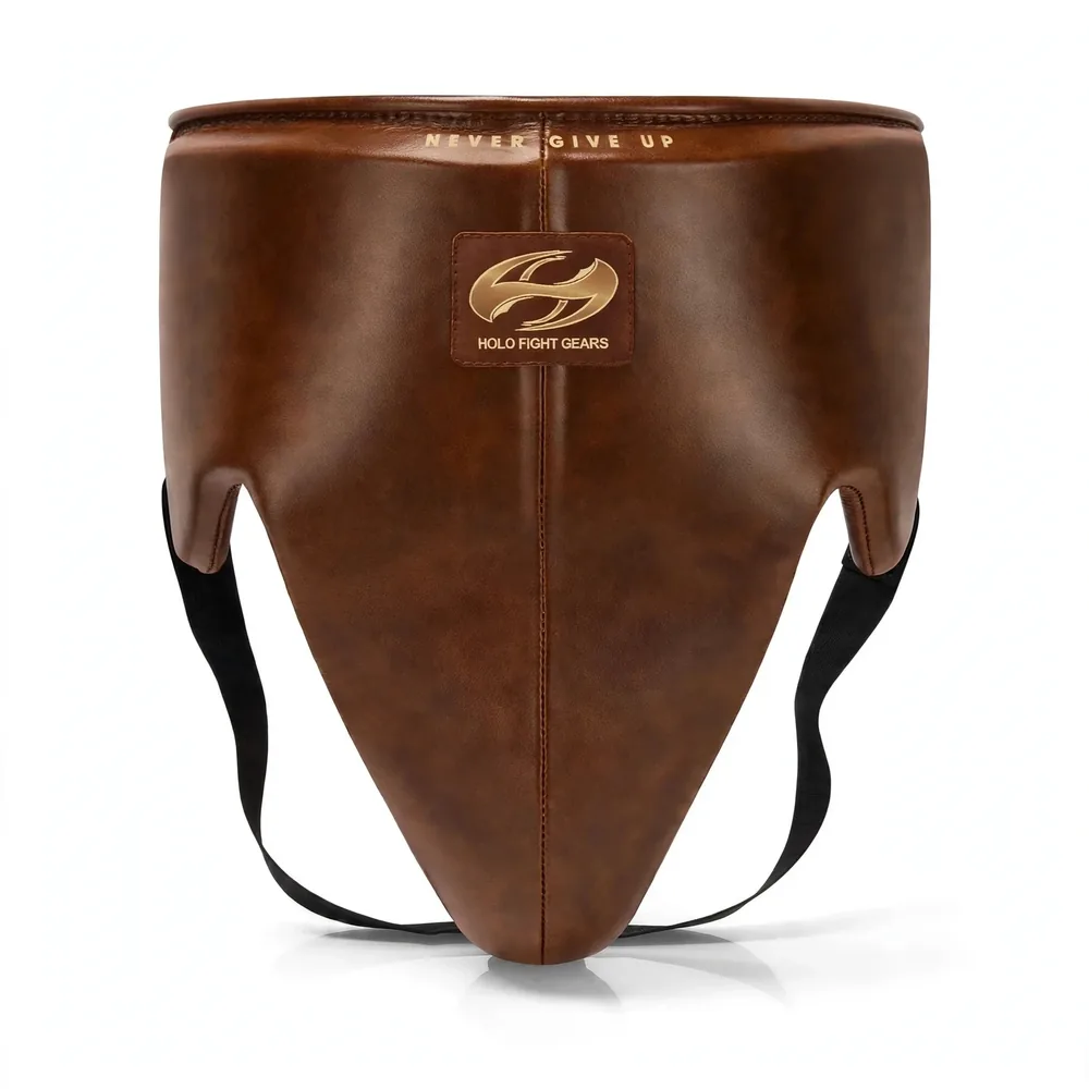 Brown Holo Fight Gears leather groin guard