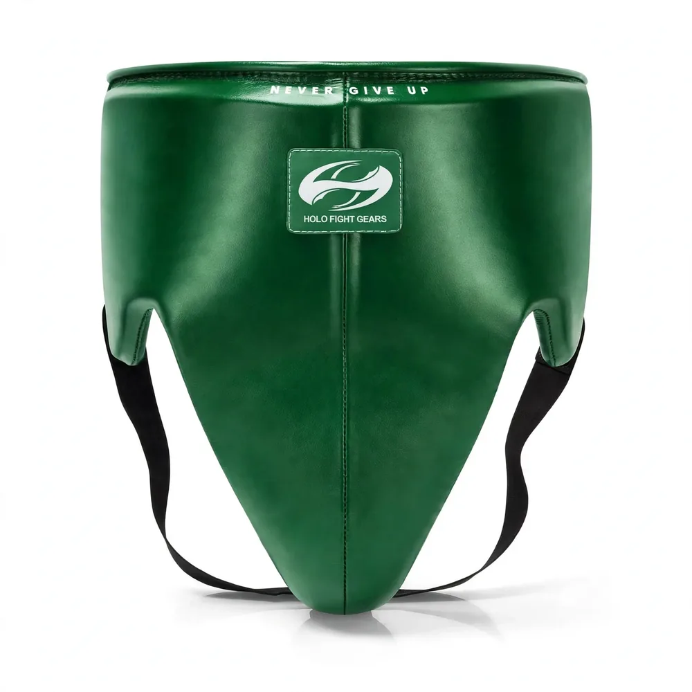 Green Holo Fight Gears leather groin guard