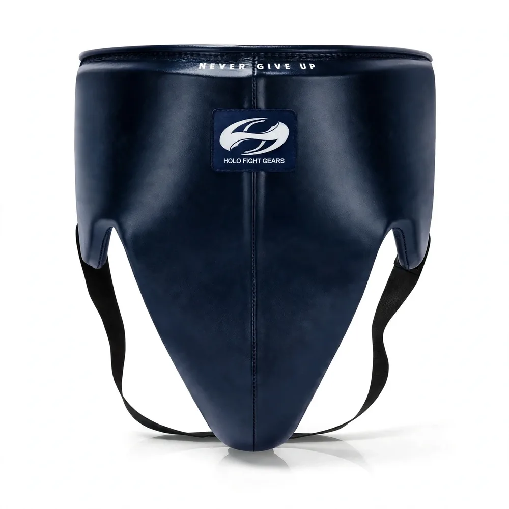 Navy Holo Fight Gears leather groin guard