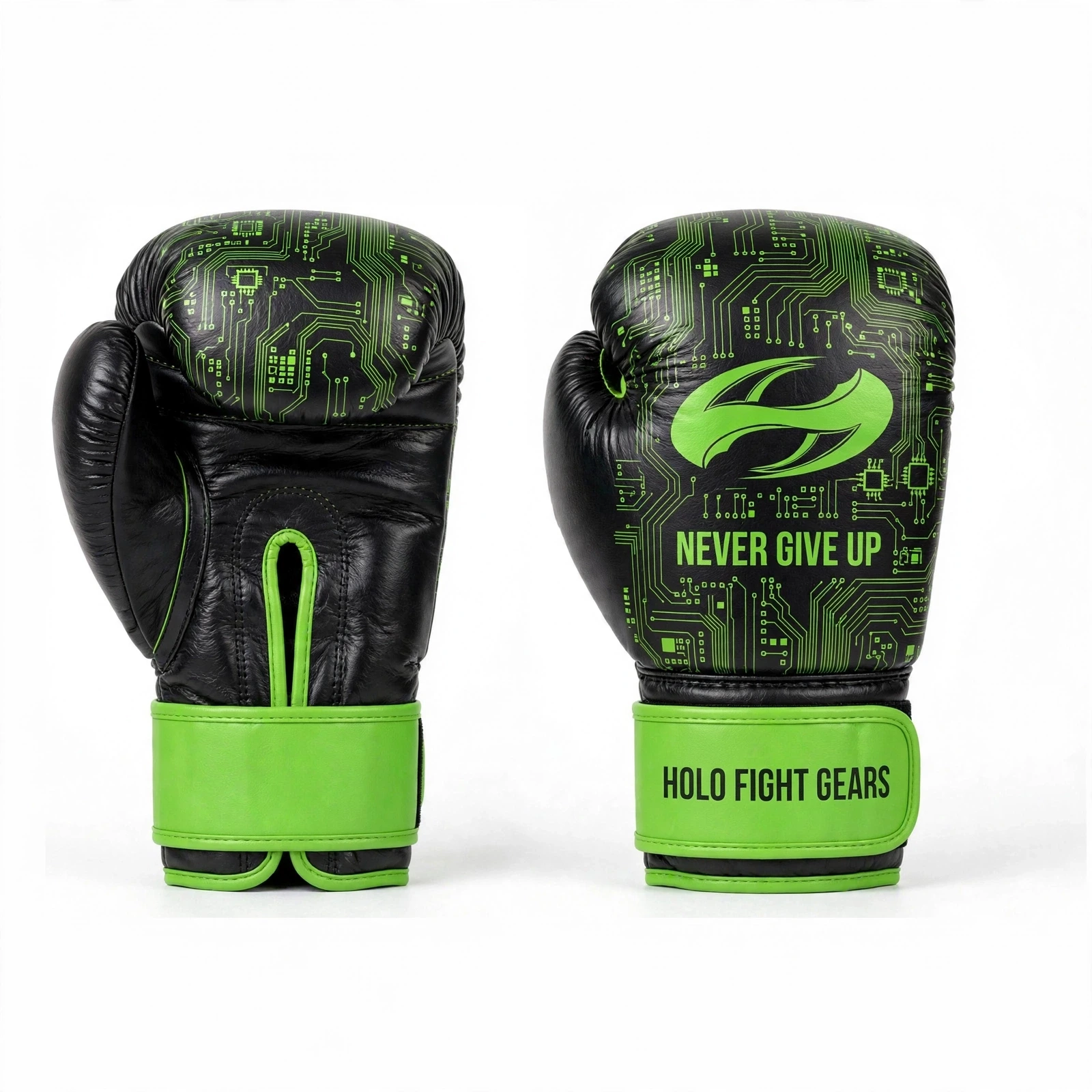 Circuit custom boxing gloves in black and neon green