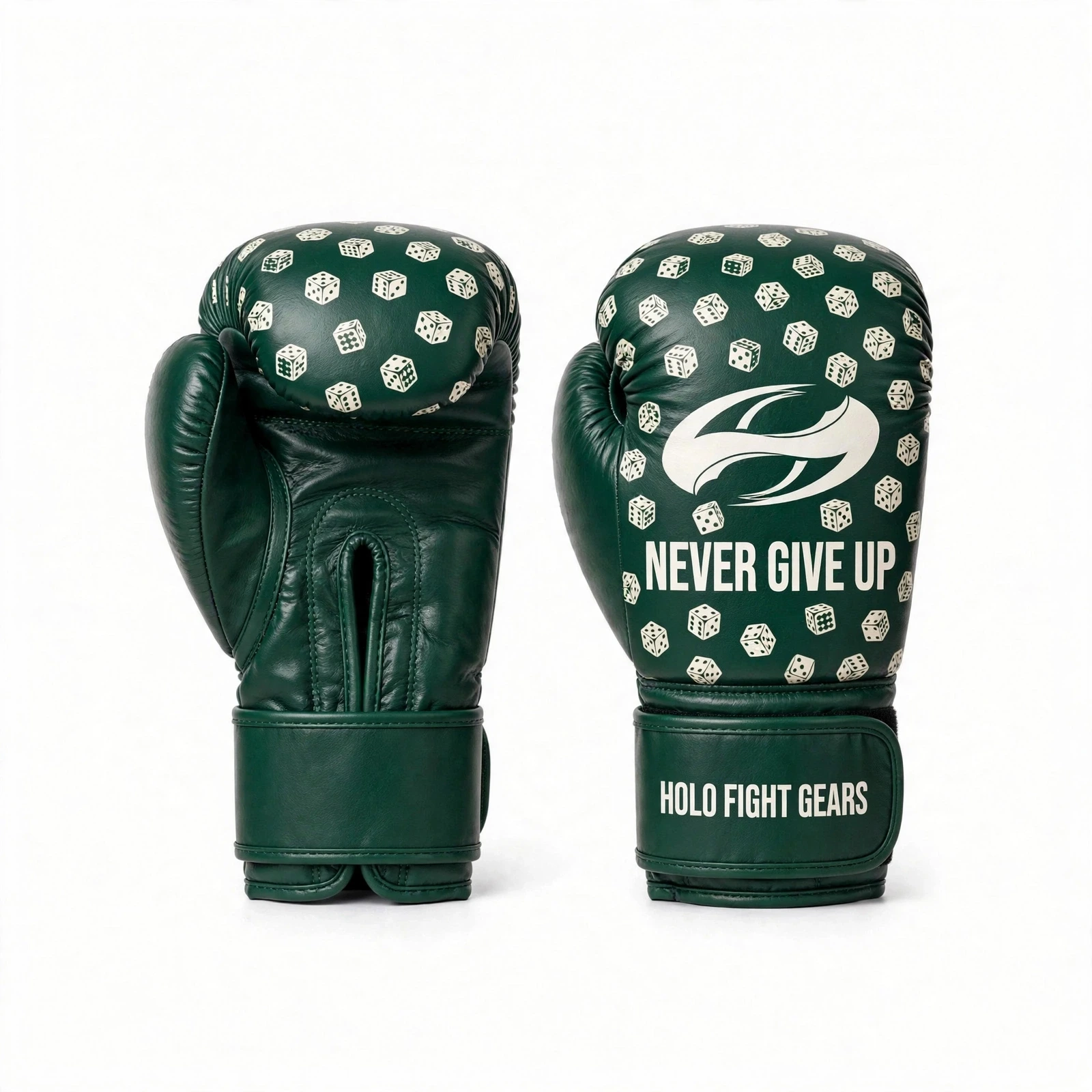 Dice custom boxing gloves in deep green