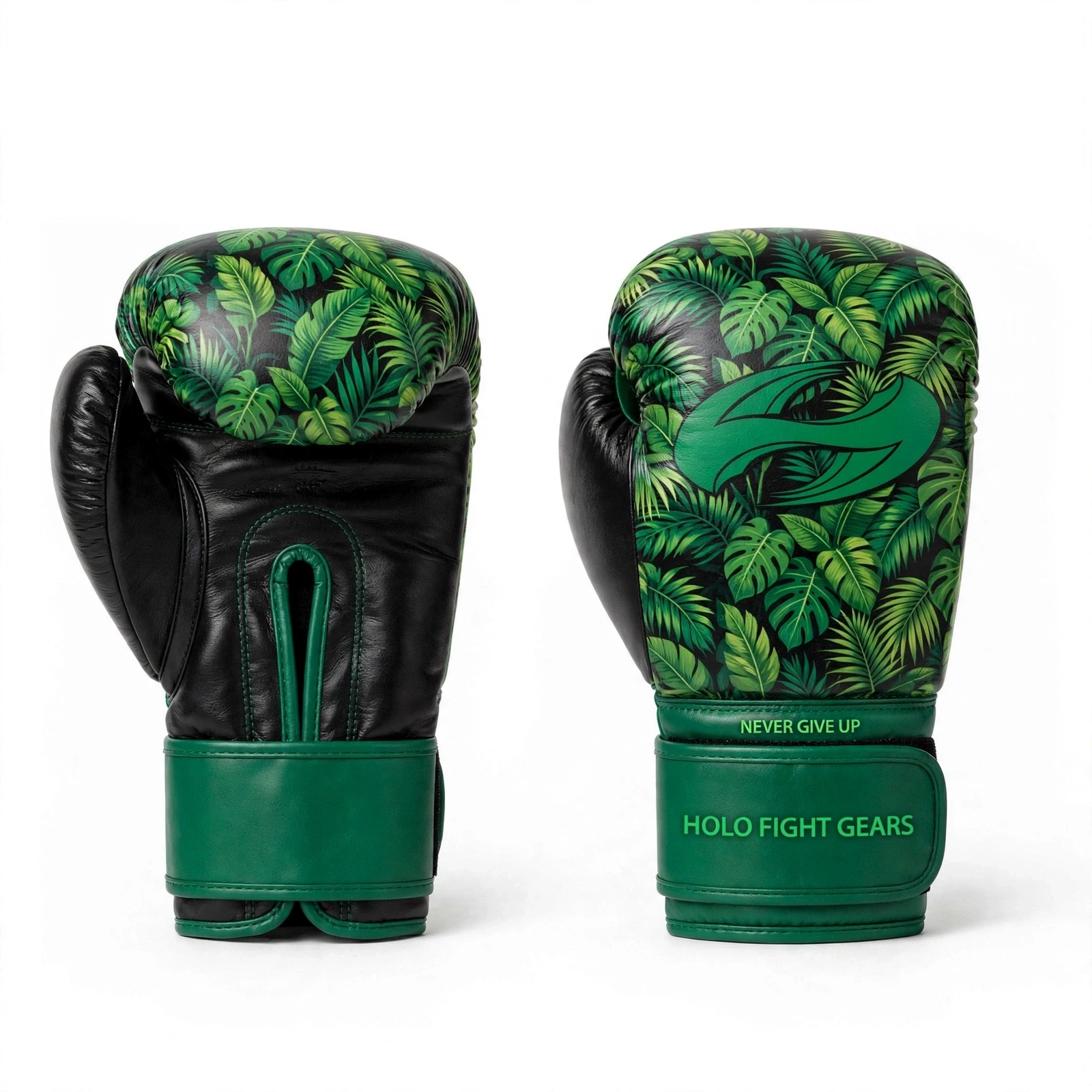 Jungle custom boxing gloves in black and green