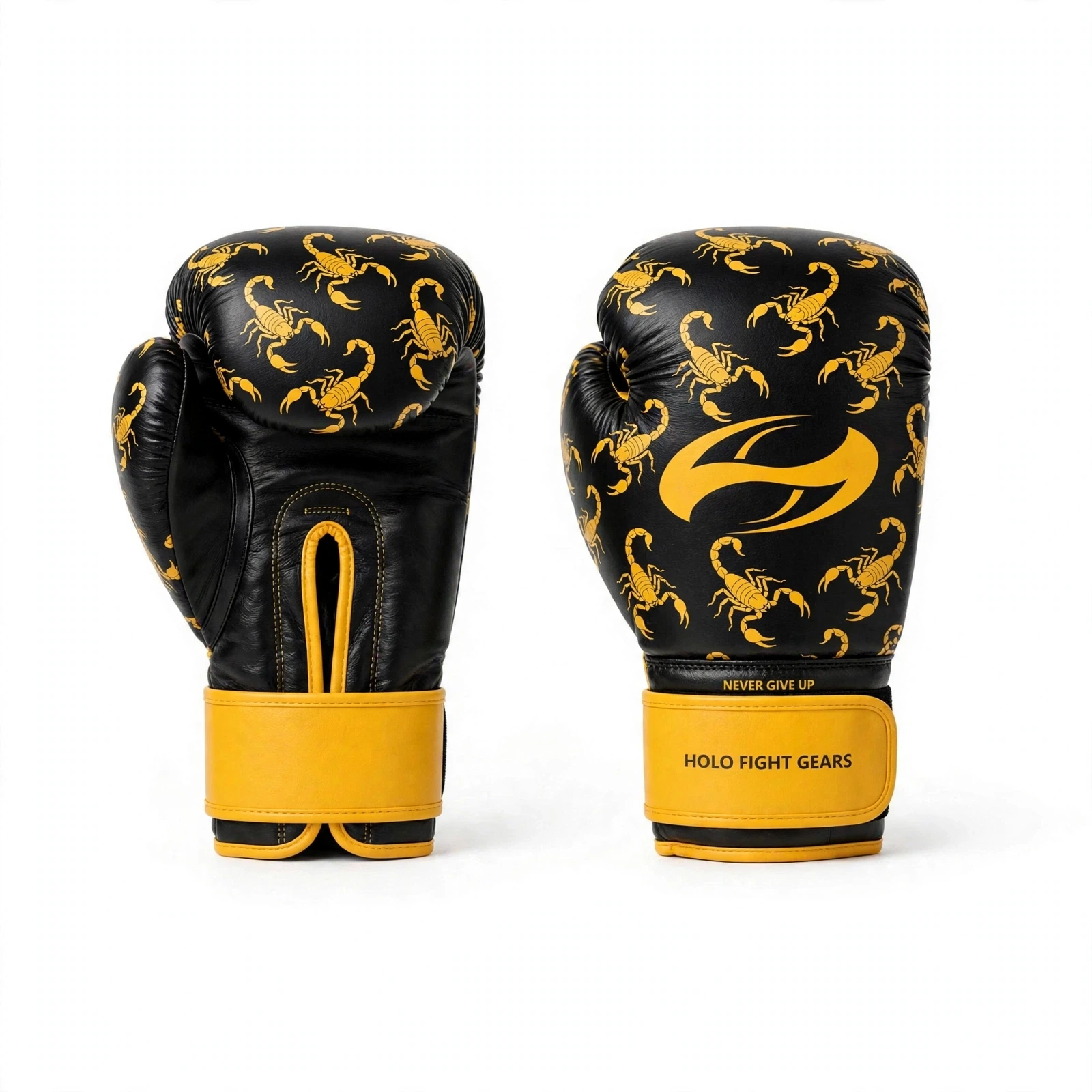 Scorpion custom boxing gloves in black and gold