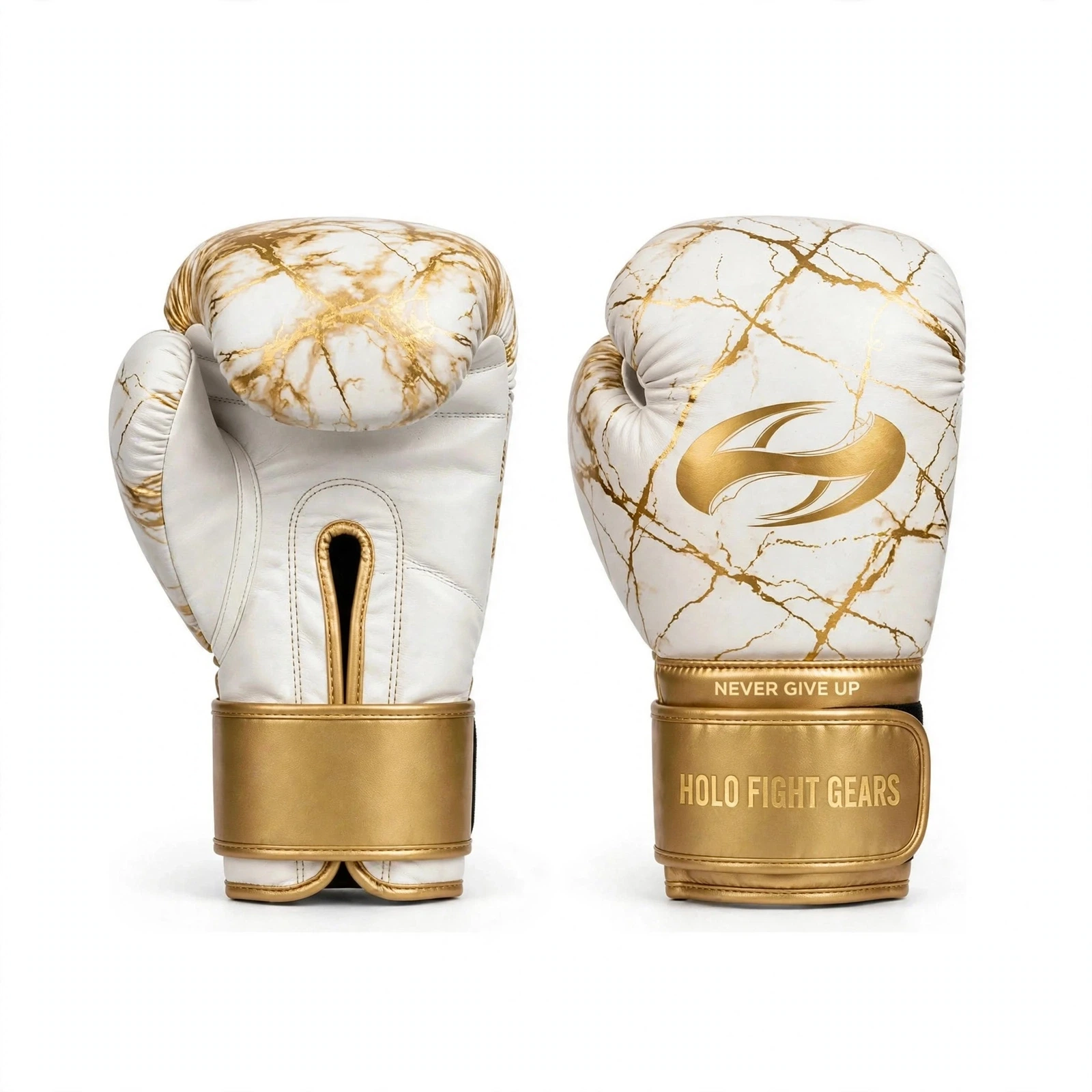 White & Gold custom boxing gloves