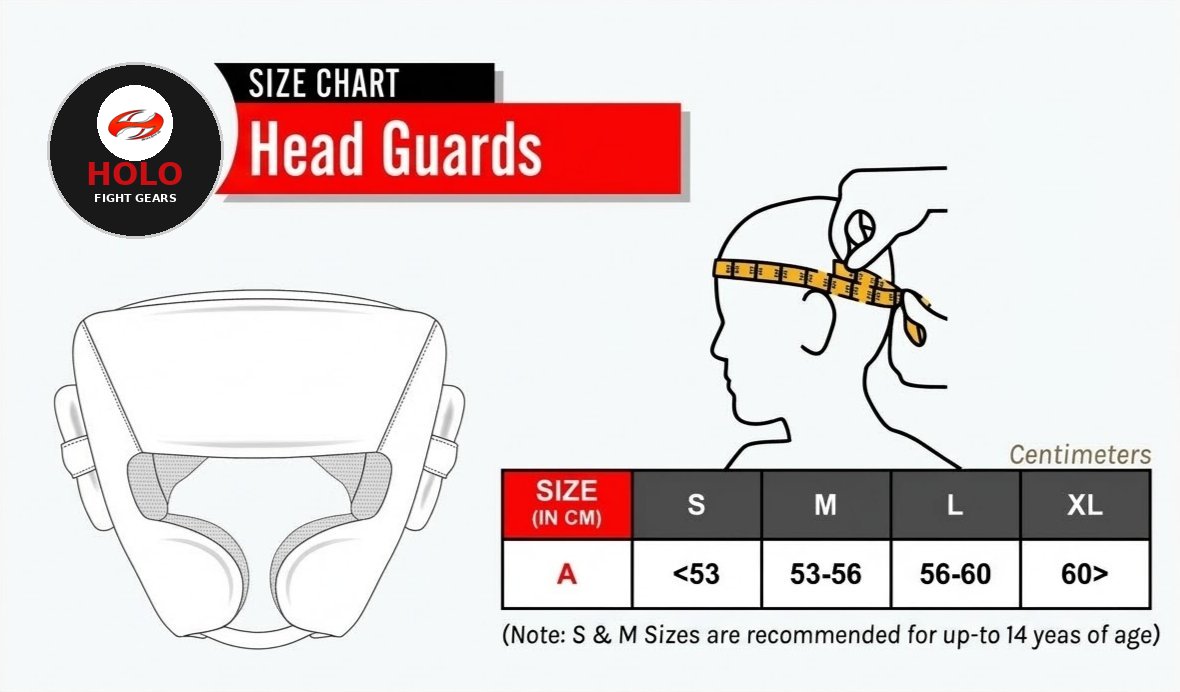 Holo Fight Gears head guards size chart
