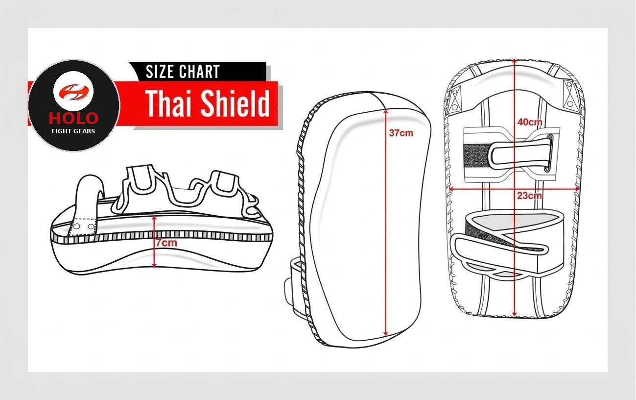 Holo Fight Gears Thai shield size chart