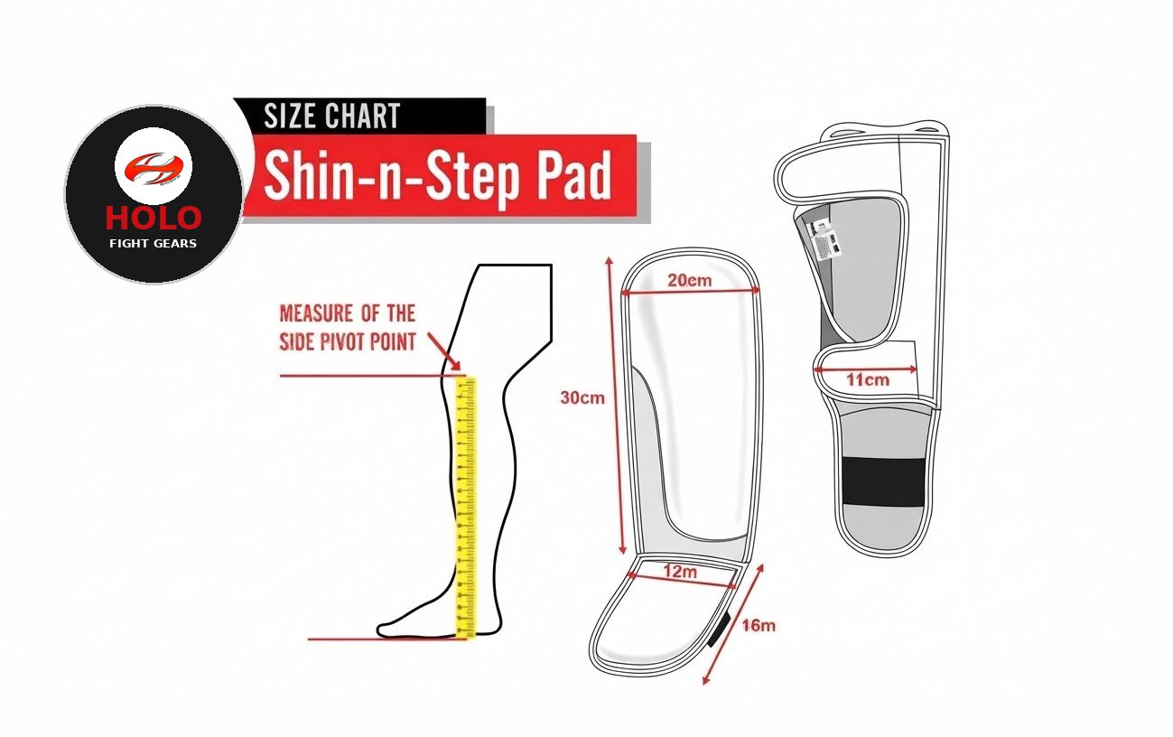 Holo Fight Gears Shin-n-Step Pad size chart